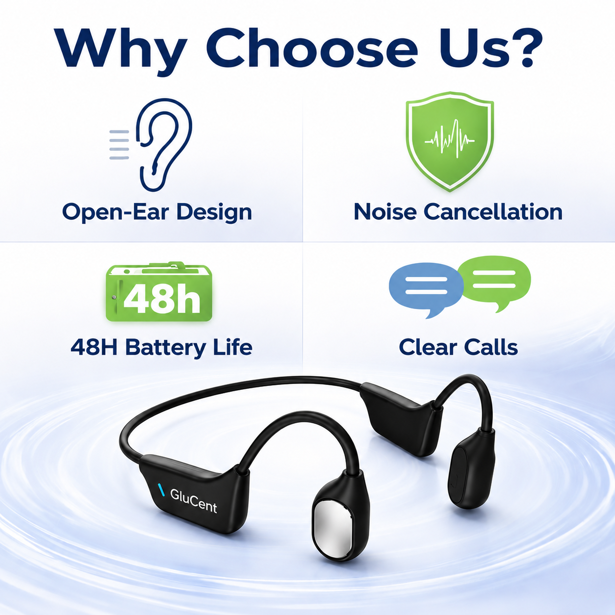 🔥 Final 2 Hours : Only Limited Stock Left🏆GluCent®  Bone Conduction Smart Hearing Headphones (Mayo Clinic Recommended)