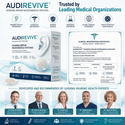 AUDIREVIVE™ HEARING REPAIR MICRONEEDLE PATCHES ✅ Targets Hearing Loss, Tinnitus, Ear Infections, Balance Disorders, and Age-Related Ear Degeneration.